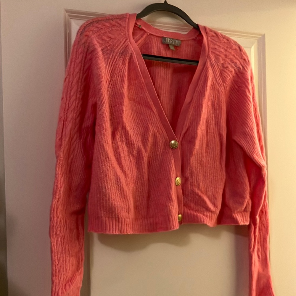 Wool Blend Bright Pink J.Crew Cardigan Size L